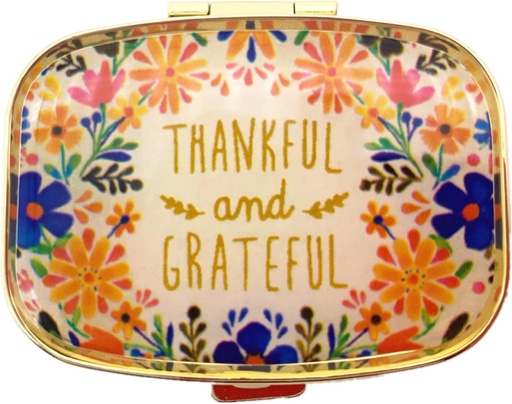 [BRSWGAIKCF5A4YDH] AmyZone Metal Piell Organitzador de viatge Portable Compact Pill Box 2 Comparations Pell Casetments Pills Per a Holches/Tylenol/Fish Petroli/Supplements/Meds/Tablet per Purse/Pocket( Thankful i Grive)