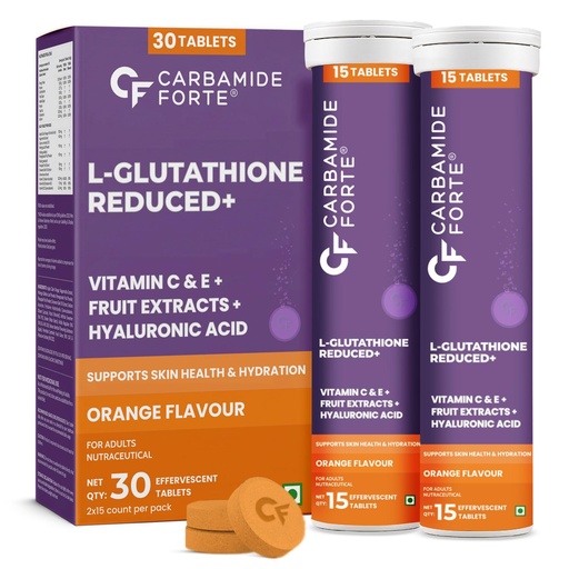[BRSREFDYBUFBGD3B] Carbamide Forte Japanese Reduced L Glutathione Supplements Effervescent Tablet 600mg | L Glutathione Tablets for Skin Whitening with Vitamin C, Hyaluronic Acid, Blue Berry Extract, Goji Berry Extract, Grape seed Extract, Vitamin E, Lycopene, Astaxanthin, Biotin & Selenium - 15 Tablets ( Pack of 2 )