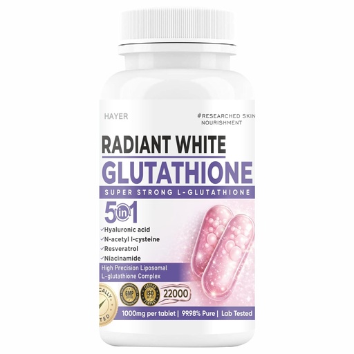 [BRSRGFQEA5YGAG3J] Liposomal Glutathione by Hayer for Skin Whitening 1000mg, 99% Skin Supplements 60 Tablets