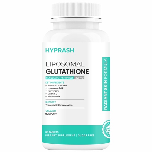 [BRSRYYI5CAHGGHTA] Liposomal Glutathione Supplements - L Glutathione Tablets to Support Skin Health with NAC, Resveratrol & Vitamin C - 1000mg 60 Veg Tablets