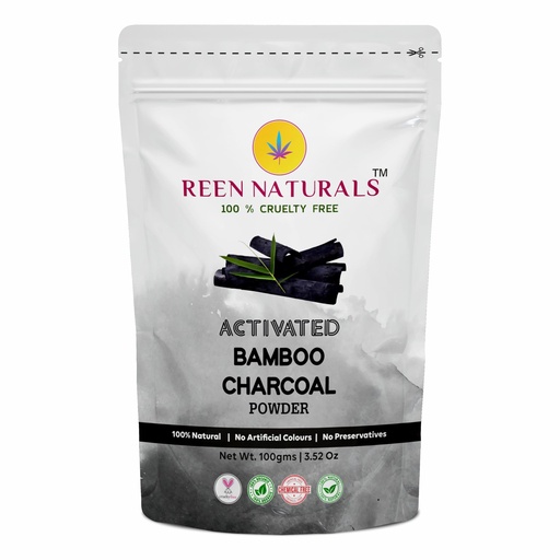 [BRSROCQRCENBQDQU] REEN NATURALS Bamboo Activated Charcoal powder Ideal for skin and teeth | Removes dead skin, Detoxify Skin and Teeth Whitening | Bamboo Charcoal powder | 100 gms Pack