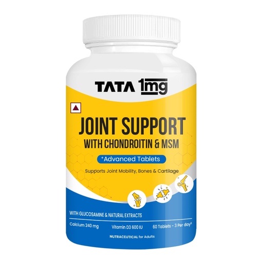 [BRSROBD2B4OQID35] Tata 1mg Joint Support Advanced Tablet with Glucosamine, MSM, & Chondroitin, For Men & Women, Pack of 60 Tablets