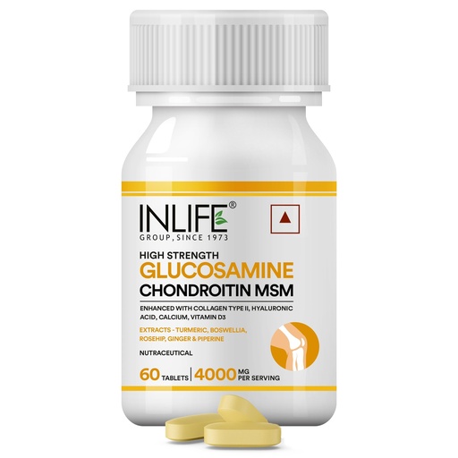 [BRSREBQOOAFQ4ADX] INLIFE Glucosamine Chondroitin MSM Collagen, Joint & Cartilage, 60 Tablets