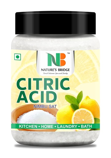 [BRSRMFI3OUPWCE3L] Nature's Bridge Natural Citric Acid 250 Gm | Nimbu Sat | Tatri | Nimbu Phool | Lemon Salt | Natural Food Preservative, Flavor Enhancer | Household Cleaner Citric Acid Crystals