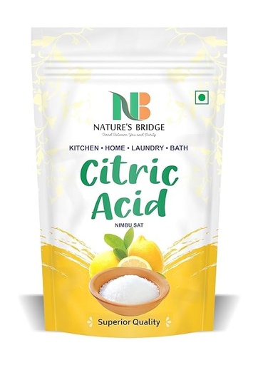 [BRSRAZYEBMMRAA3B] Nature's Bridge Premium Food-Grade Citric Acid Natural Preservative & Flavor Enhancer | 100gm | Lemon Salt | Citric Acid Crystals | Multiple Uses for Home and Kitchen - (100gm)