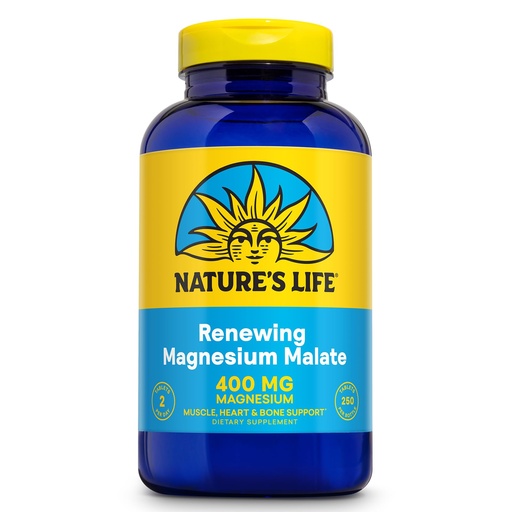 [BRSWIYQAO4EBOHY3] NATURE'S LIFE Renewing Magnesium Malate 400 mg - Bioavailable Magnesium Complex - Bound with Malic Acid for Bones, Muscles, Nerve Function and Heart Health Support - 60-Day Guarantee, 125 Servings