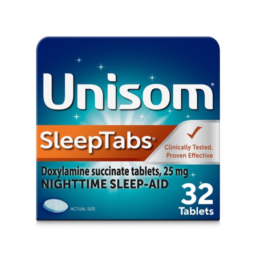 [BRSWIYQOAQBRO3TG] Unisom SleepTabs, Nighttime Sleep-aid, Doxylamine Succinate, 32 Tablets