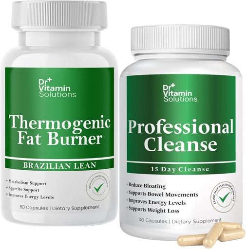 [BRSRA2YEOUNGKD3A] DR VITAMIN SOLUTS El cremador Thermogenic gras i Detox Neteja el paquet -- 15 dies Neteja per a la gestió del pes, Gut Salut, i l'ajuda de Bloant - 90 Capules