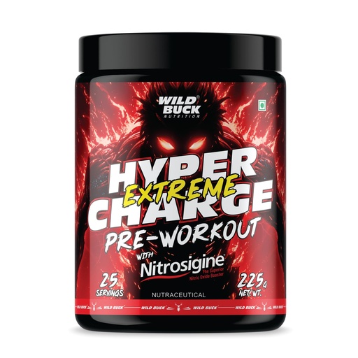 [BRSREH36BV5QMF3A] Wild Buck Hyper Charge Extreme Pre-Workout with Nitrosigine® – High Stim Energy, Pump, Strength & Focus | Energy Drink with– Beta-Alanine, L-Citrulline, Creatine, Caffeine, L-Theanine – Nitric Oxide Booster | Physical Performance for Gym or Sports [225g - 25 Servings, Watermelon]