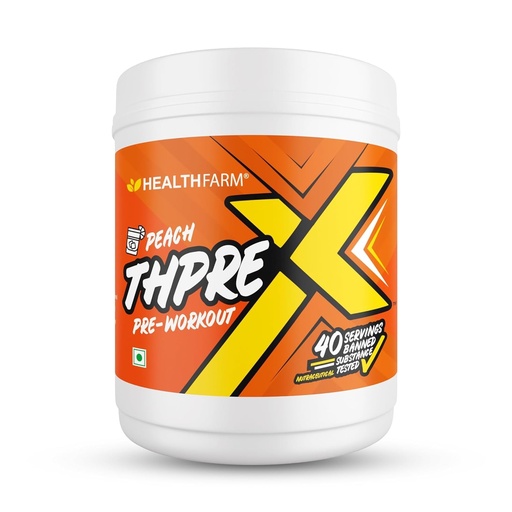 [BRSROGQLAF7BSF3V] Healthfarm Thpre X Pre Workout Powder| Sports Nutrition Supplement for Men & Women - For Working Out, Hydration, Mental Focus & Energy - 40 Servings (Peach)