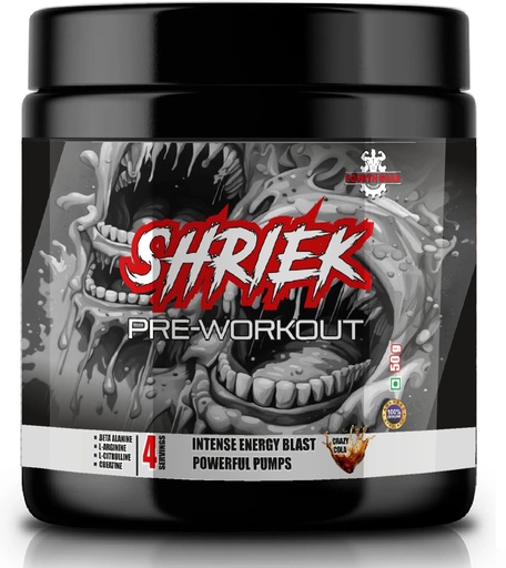 [BRSRGFQ5AAHQOCIY] SHRIEK Pre-Workout Powder 50 g Crazy Cola – High-Stim Energy, 200 mg Caffeine, 4-Way Pump Blend, Beta-Alanine, Citrulline & Arginine – Intense Focus & Performance (Crazy Cola)
