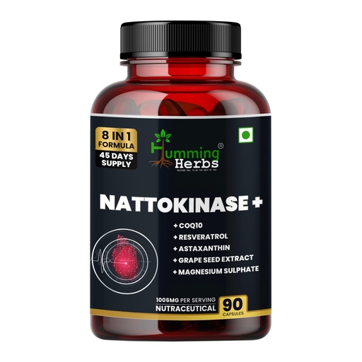 [BRSREFD5AANRYYL6] Humming Herbs Nattokinase 460mg with CoQ10, Grape Seed (Nattokinase 8 in 1)