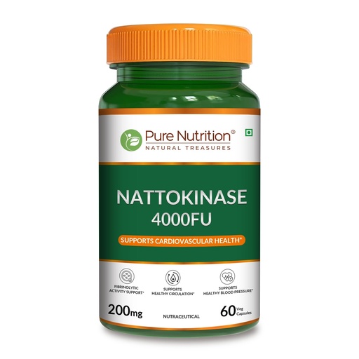 [BRSRYYD4CUIGOADG] Pure Nutrition Nattokinase 4000 FU 200mg 60 Veg Capsules | Fermented Soy Natto Extract Enzyme | Cardiovascular & Circulation Support Supplement | High Potency Fibrinolytic Formula