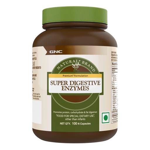[BRSRM2YQBEMA4DYV] GNC Super Digestive Enzymes | 100 Veg Capsules | Prebiotics & 11 Potent Enzymes | Reduces Bloating & Gas | Prevents Acidity & Indigestion | Maintains Regular Bowel Motions | Supports Healthy Gut