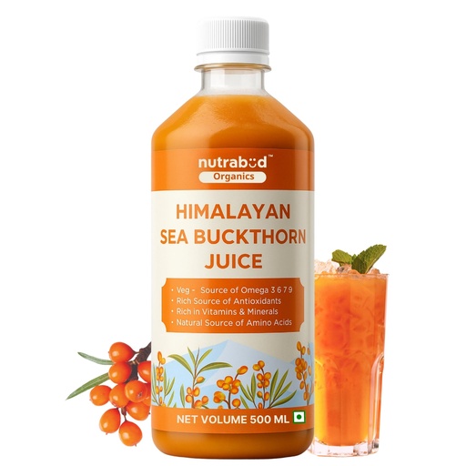 [BRSREGQNCQCBYHQY] Nutrabud Organics Himalayan Sea Buckthorn Berry Juice - 500 ml - Natural Source of Vitamin C, Omega 3 6 7 9, Antioxidants For Immunity, Skin Glow & Gut Health - 50 Glasses (500ml (Pack of 1))