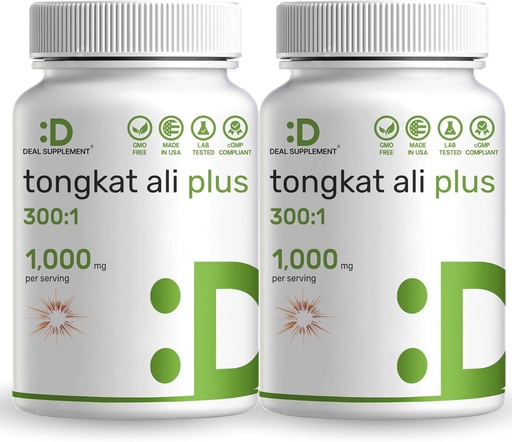 [BRSRMHYNCMCQK2TG] 2 Pack Tongkat Ali Extract 300:1 with Horny Goat Weed 1,100mg, 480* Capsules – Indonesian Longjack Eurycoma Longifolia Root – Extra Strength Herbal Supplement for Energy