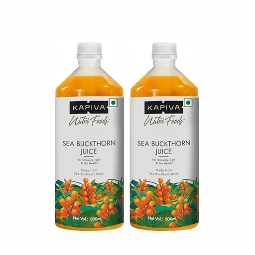[BRSRYZI2OUMGOCY3] Kapiva Sea Buckthorn Juice 500 ML | Omega 7-Rich Superfruit | Supports Immunity, Glowing Skin & Gut Health | With Omega 3, 6 & 9 - Pack of 2