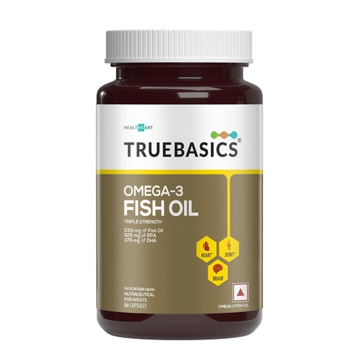 [BRSWGCQYAFYWGC3L] TrueBasics 3X Strength Omega-3 Fish Oil, 60 Capsules