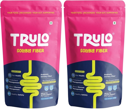 [BRSRY2TQA56AMEQ3] Trulo Prebiotic Fiber Supplement Powder – Sunfiber® PHGG | Supports Gut Health, Digestion, Blood Sugar & Cholesterol | Diabetic Friendly | Gluten-Free, Low GI – 120g (Pack of 2)