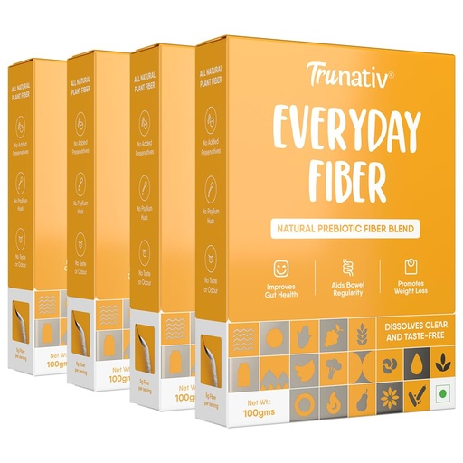 [BRSROGTRPN7WADQZ] Trunativ Everyday Fiber Supplement Powder | Instant Acidity Relief & Bloating Relief | Prebiotic Fibre Supplement | Psyllium Husk Replacer & Isabgol Replacer | Gluten Free | Unflavored 400g (Pack of 4)