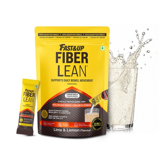 [BRSRGAQNO57QAGYZ] Fast&Up Daily Fiber Isabgol Powder | Psyllium Husk | Fiber Supplement Powder | Constipation Relief | Digestion and Gut Health | Lime & Lemon Flavour | 14 Servings