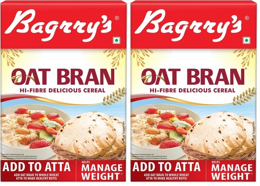 [BRSRYZAOOIMGODTP] Bagrry's Oat Bran 200gm box | High in Fibre & Protein | Good Digestive Health | Helps Reduce Cholesterol & Manges Weight (Pack of 2)