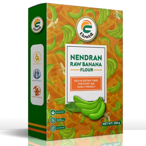 [BRSRGADQBUIBOHTZ] ELOWELL Raw Nendran Banana Flour (250g), Kerala Nendran Banana Powder for Babies, Kids & Adults, Supports Healthy Weight Gain & Cooking, Rich in Fiber, Gluten Free, 100% Natural, No Chemicals