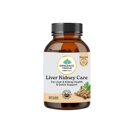 [BRSWGAYFCUJWG3TJ] A TATA Product - Organic India Liver Kidney Care - 180 Veg Capsules, Helps Support Liver & Kidney Health, Boosts Overall Energy & Immunity, GMP & NPOP Certified Organic