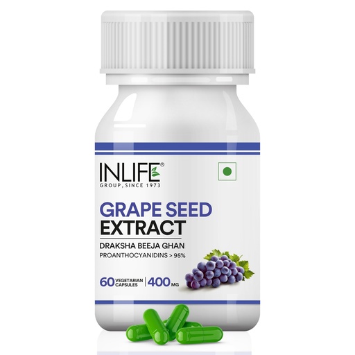 [BRSWKYI4DIBRCE3G] INLIFE Grape Seed Extract Supplement 400mg, 95% OPC, 60 Veg Caps
