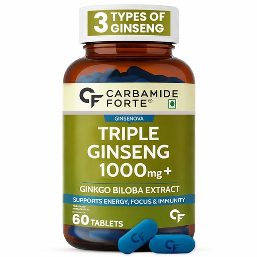 [BRSREHD5AAGQK2Y2] Carbamide Forte Ginseng capsules for men | ginseng with ginkgo extract | Energy, Focus & Stamina Support - 60 Tablets