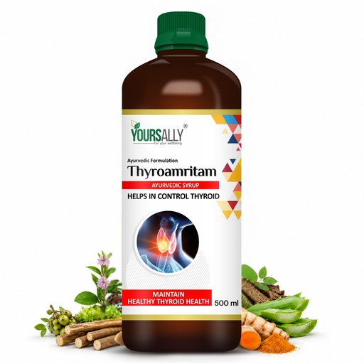 [BRSRGHA5BN7AI3TF] Thyroamritam Ayurvedic Thyroid Care Syrup 500ML | Thyroid Health Wellness Supplement with 21 Herbs Punarnava, Varunchaal, Gokhru & Turmeric | Supports Metabolism & Active Lifestyle