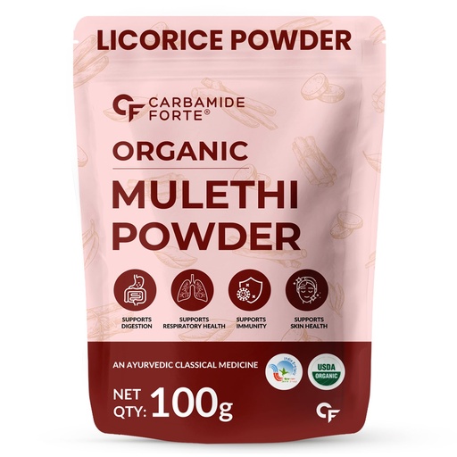 [BRSREAICOECGOCD2] Carbamide Forte Licorice/Mulethi Powder Organic | Mulethi Powder for Face Pigmentation | Yashtimadhu Powders Supports Digestion, Respiratory & Immunity | Natural Herb for Skin & Wellness - 100g