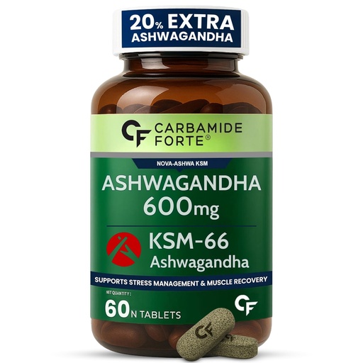 [BRSRABDQOZ4BQA3G] Carbamide Forte Ashwagandha KSM66 600mg - 60 Tablets I KSM 66 Ashwagandha Tablets for Men & Women | Supports Stress Management & Muscle Recovery