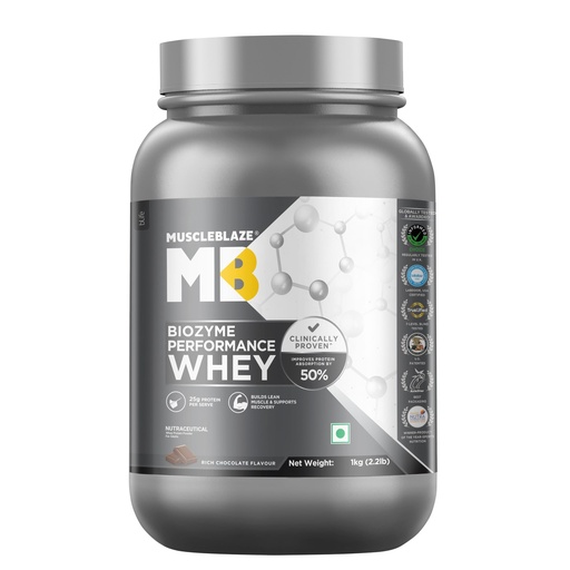 [BRSW2YYBC4CQYFI6] MuscleBlaze Biozyme Performance Whey Protein Powder, 1kg (2.2lbs)