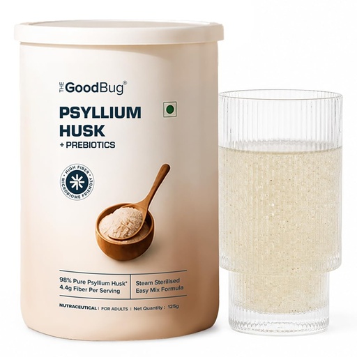 [BRSRYED5OEOW2GQ3] The Good Bug Psyllium Husk Powder with Prebiotics | 98% Pure Isabgol | 4.4 g Fibre Per Serving | Supports Constipation Relief, Gut Health, Weight Management & Healthy Blood Sugar