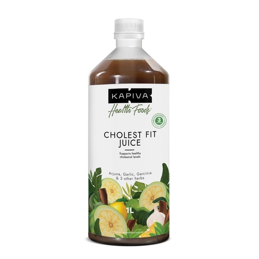 [BRSREYIRO5YWAH3V] Kapiva Cholest Fit Juice | Modern Ayurvedic Cholesterol Care | 1000 ML X 1 Month Pack | 6 Herbs - Arjuna Chhaal, Garlic, Apple Cider Vinegar| Helps Reduce Cholesterol
