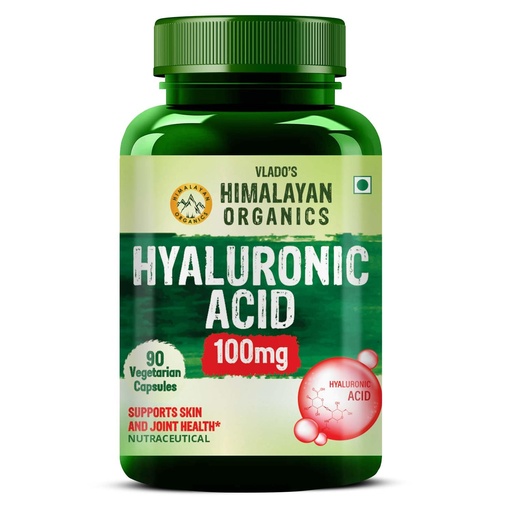 [BRSRAHTQDMPAKHI4] Vlado’s Himalayan Organics Hyaluronic Acid 100mg Supplement - 90 Veg Capsules| Supports Skin Hydration & Collagen Production | Joint Mobility & Immune Function | Highly Bioavailable Form | Promote Youthful Glowing Skin | Hyaluronic Capsules for Men And Women