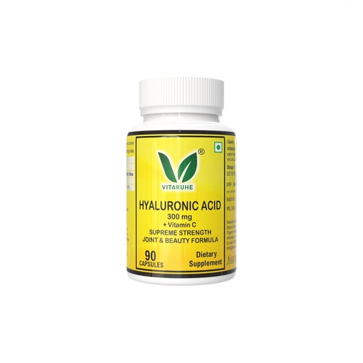 [BRSW2GL5CQFWY2QU] VITARUHE® Hyaluronic Acid Capsules High Dosage, 300 mg Per Capsule, Vegan, Low Molecular 500-700 kDa, 90 Capsules