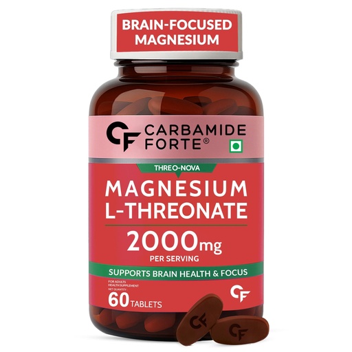 [BRSRAFI2DF6RQ3L7] Carbamide Forte L Threonate 2000mg Per Serving | Magnesium Supplement for Memory, Focus & Better Sleep – 60 Veg Magnesium Tablets