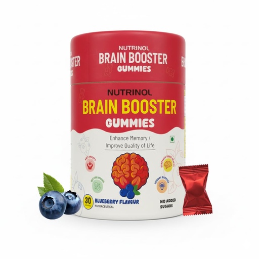 [BRSRGAQQOIFWAAD7] Knoll Healthcare Nutrinol Brain Booster Gummy Bacopa Monnieri | Boosts Memory, Focus & Concentration | Brain Fog Support | Improve Quality of Life Bacopa monneieri 60mg |Blueberry Flavour 30 Gummies