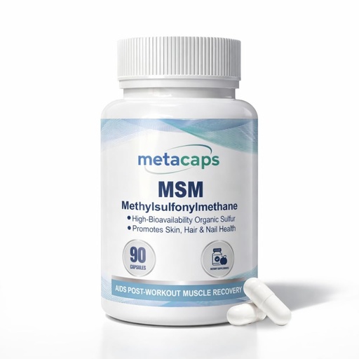 [BRSRGAACBB6WGET6] MetaCaps Pure MSM (Methylsulfonylmethane) 580mg – 90 Veg Capsules | High-Purity Organic Sulfur | Advanced Joint Comfort, Skin Health & Collagen Support | Supports Detoxification & Muscle Recovery | Non-GMO & Vegan