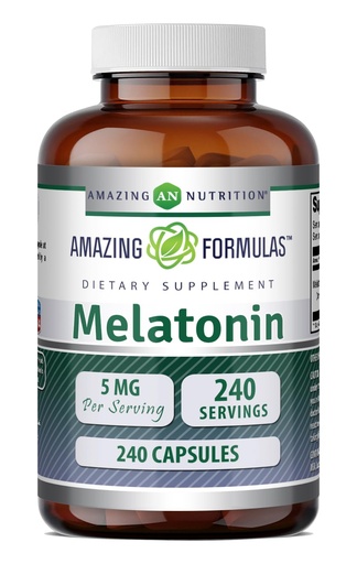 [BRSROZAQCMIRAFDJ] Amazing Formulas Melatonin Supplement | 5 Mg Per Serving | 240 Capsules | Non-GMO | Gluten Free | Made in USA