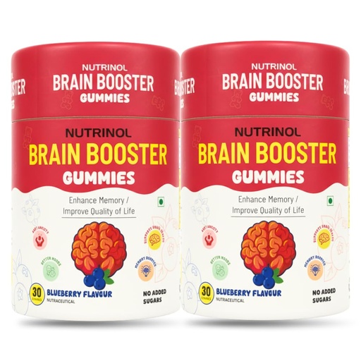 [BRSRGBD5PJYQGHI6] Knoll Healthcare Nutrinol Brain Booster Gummy | Boosts Memory, Focus & Concentration | Brain Fog Support | Improve Quality of Life Bacopa monneieri 60mg |Blueberry Flavour 30 Gummies (Pack of 2)