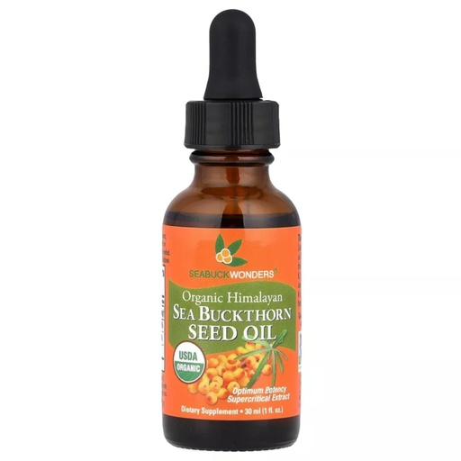 [BRSWIZQLBAMWEDTA] SEABUCKWONDERS Organic Sea Buckthorn Seed Oil, 1 Fl Oz, 30 Servings, with Omega 3, 6 & 9, Can Be Used Topically & Orally, Supports Hair, Skin & Nail Health