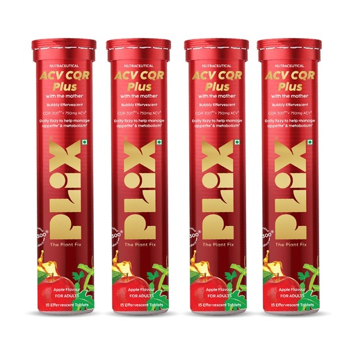 [BRSRGFL6PJ5RYE3K] ACV CQR Plus Effervescent | Clinically Studied CQR-300® for GLP-1 Support | Helps Reduction in Fat, Waist & Hip Circumference, Metabolism & Appetite Control | Pack of 4