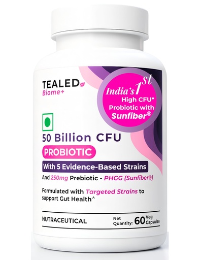 [BRSREHTYA56QAE3F] Probiotic 50 Billion CFU | 5 Targated Strains + Sunfiber® (PHGG)