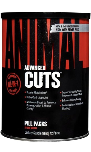 [BRSRGAAZBMFRGEI3] Animal Advance Cuts 42 Pack - All in One Fat Burner| Boost Metabolism| Reduce Water Retention & Bloating