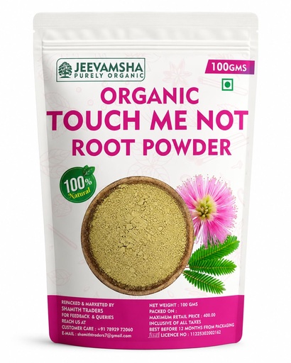 [BRSRGGQOPN6WGH3B] Touch Me Not Powder 100g Mimosa Pudica | Organic Natural & Herbal | Lajjalu Lajwanti Sensitive Plant Root Powder | Ayurvedic Herb for Traditional Use |