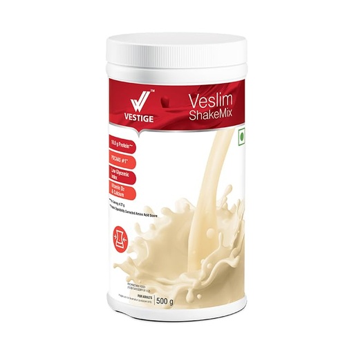 [BRSRGCQKPN6WEHTG] VESTIGE Veslim ShakeMix Meal Replacement Powder, High Protein, Low Glycemic Index, with Vitamin D2 & Calcium, 500g