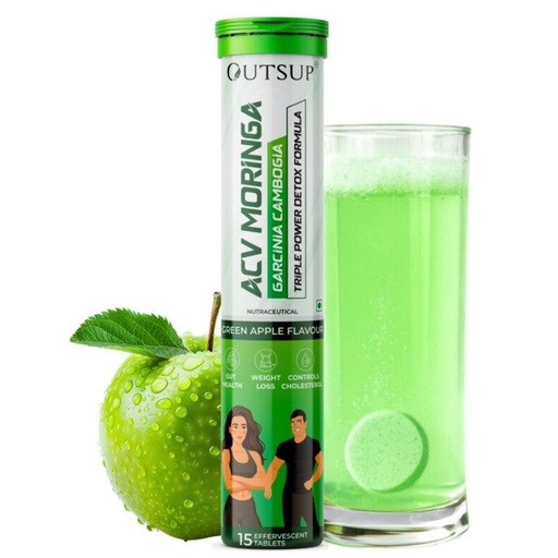 [BRSRGFT4B4NBAFDZ] ACV Moringa with Garcinia Cambogia | For Supports Weight Loss, Control Cravings, Convert Fat Into Energy, Boost Energy & Immunaity - 15 Effervescent Tablet